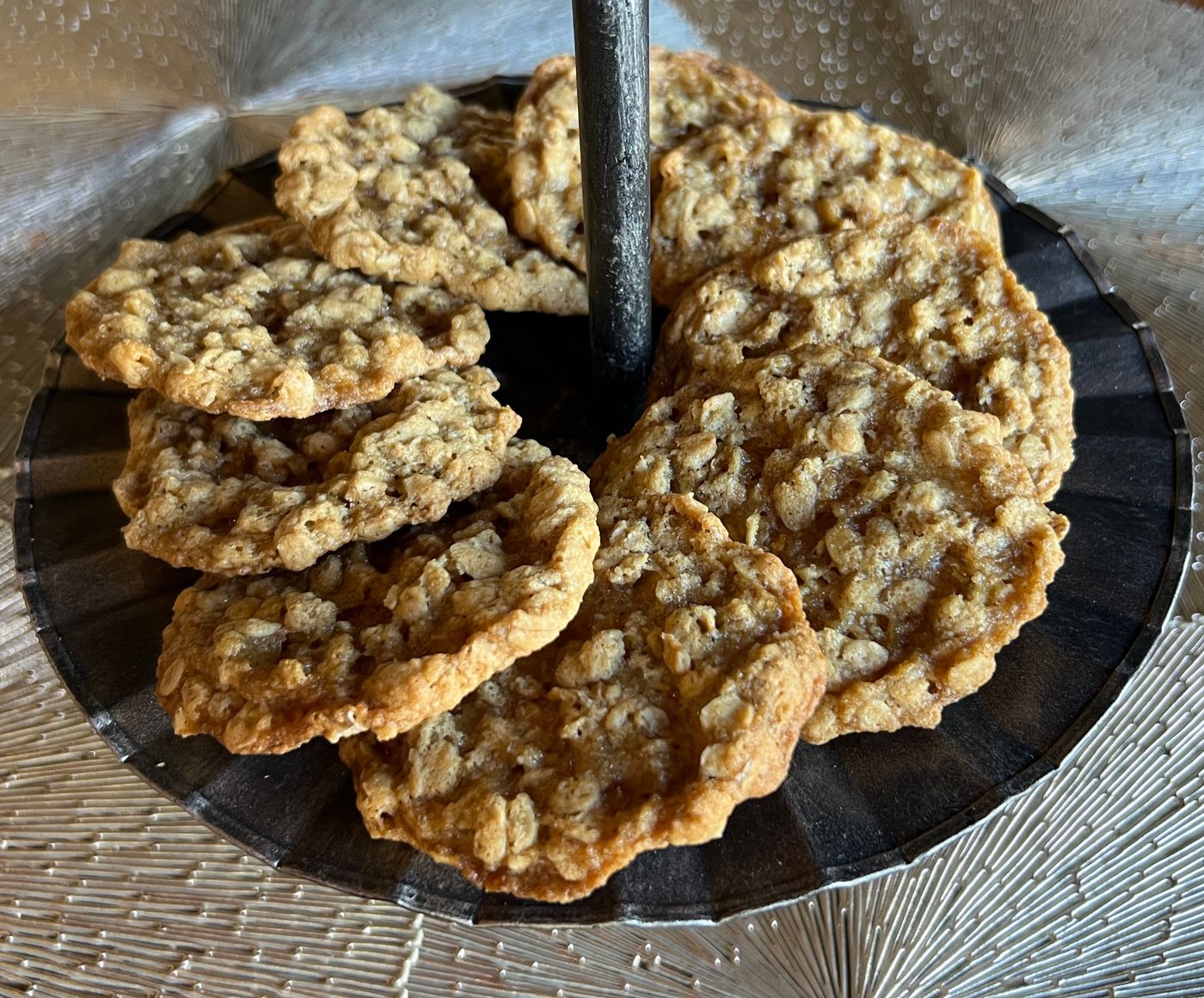 Fresh baked cookies on a serving stand