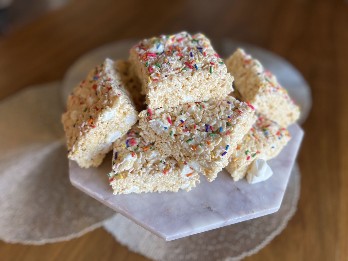 Krispie treats with sprinkles